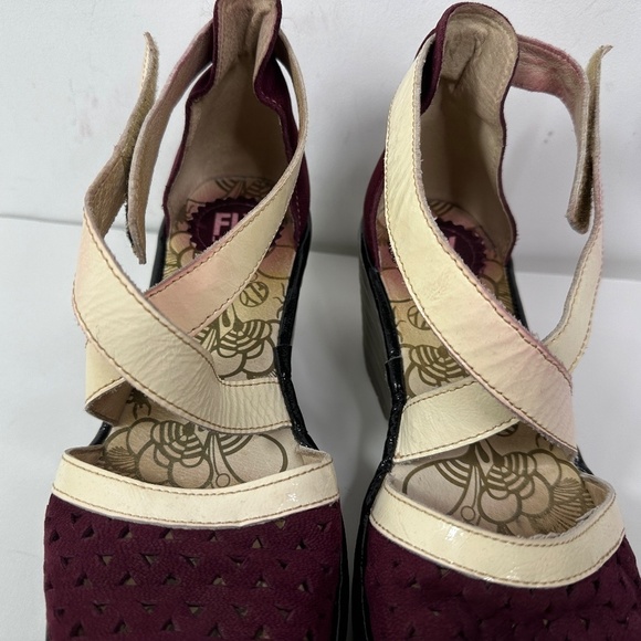 Fly London Ydel Platform Wedge Sandals Women's 39 Burgundy Ankle Strap Heels - Picture 7 of 13